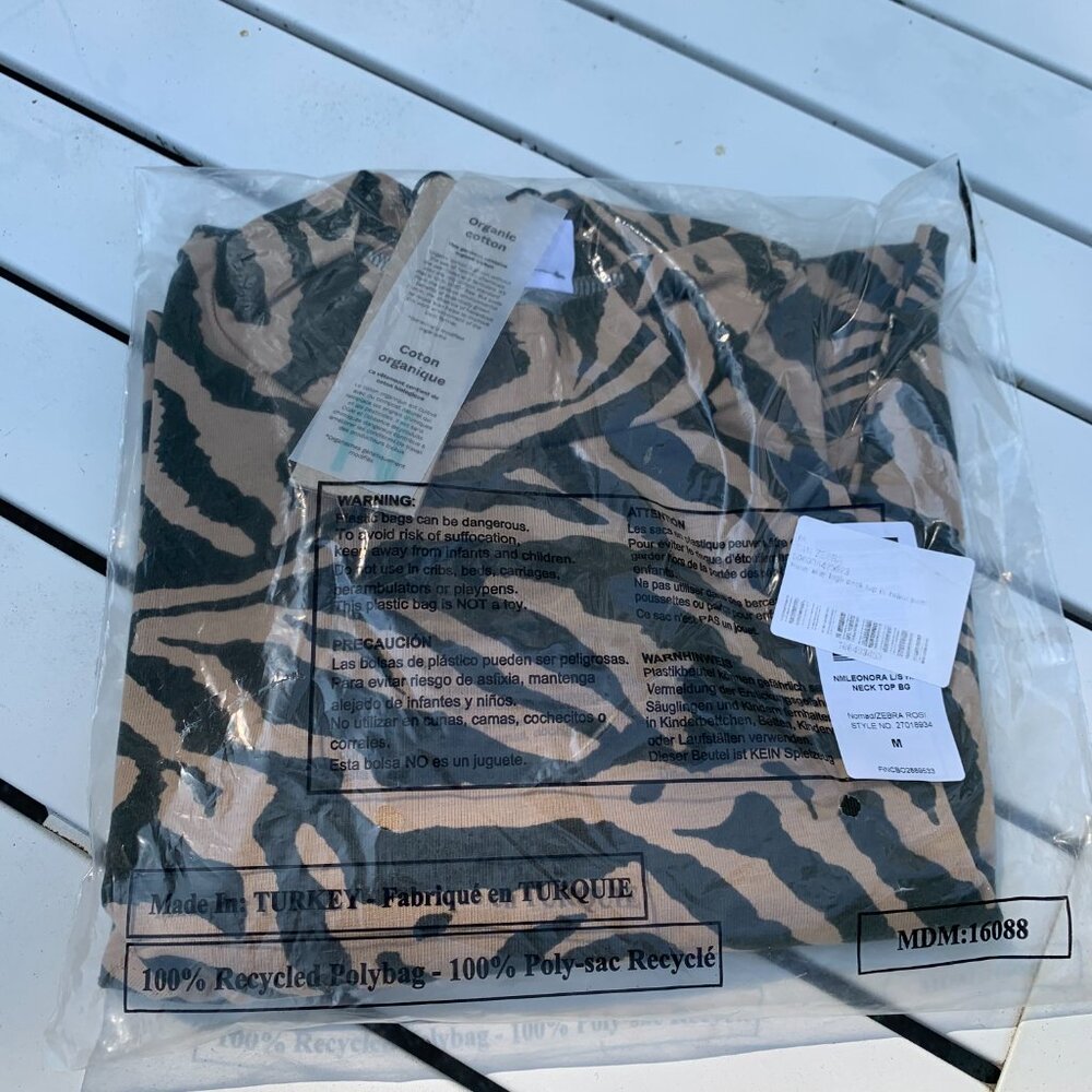 ASOS Noisy May Organic Cotton High Neck Zebra Print Top - Picture 10 of 15
